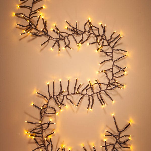 10'L Multi-Function 300 Warm White LED Garland Lights, Brown Wire - Shelburne Country Store