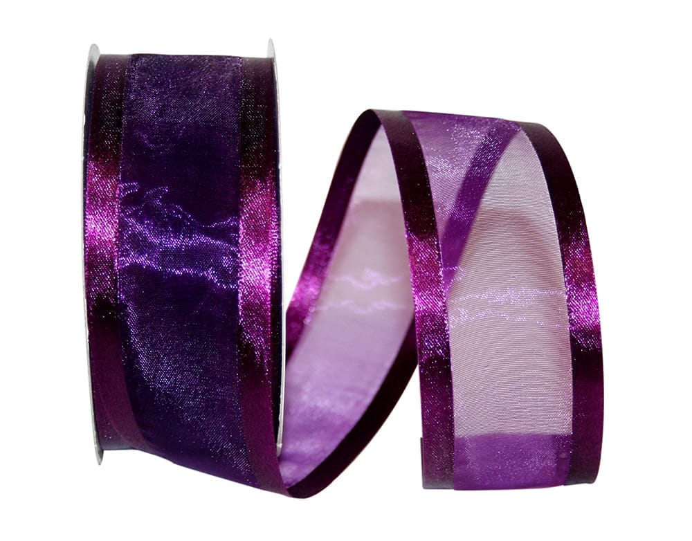 Sheer Satin Edge Plum Ribbon - Per Yard - Shelburne Country Store