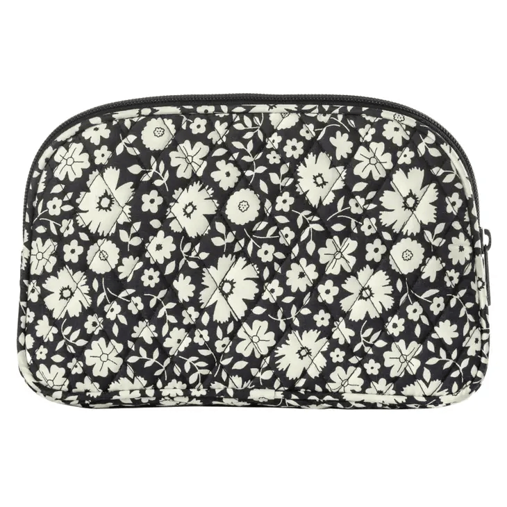 Bicolor Floral Black Cosmetic Pouch - Shelburne Country Store
