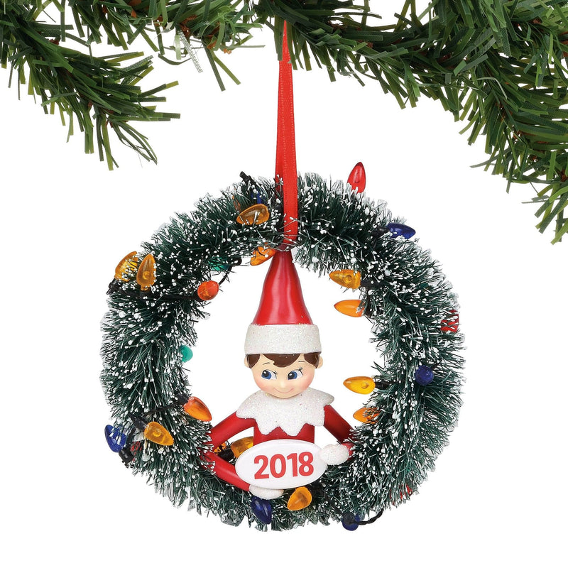 Elf on the Shelf Dated Wreath Ornament - 2018 - Shelburne Country Store