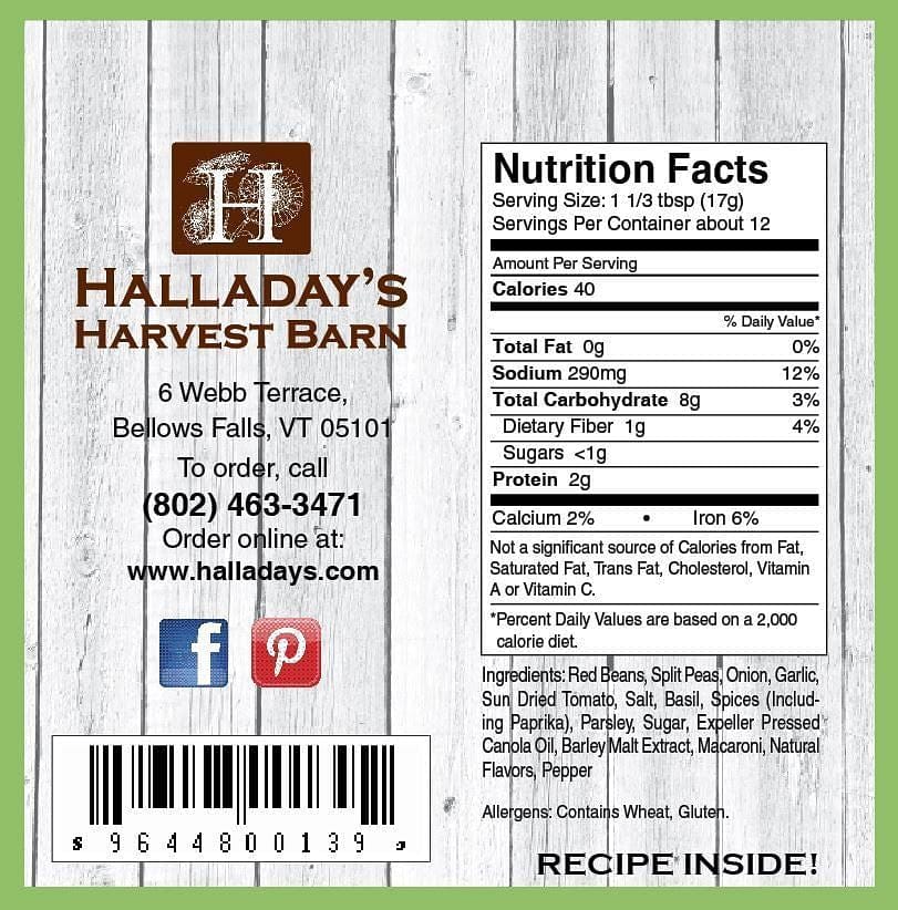Halladays Farmouse Minestrone Soup Mix - Shelburne Country Store