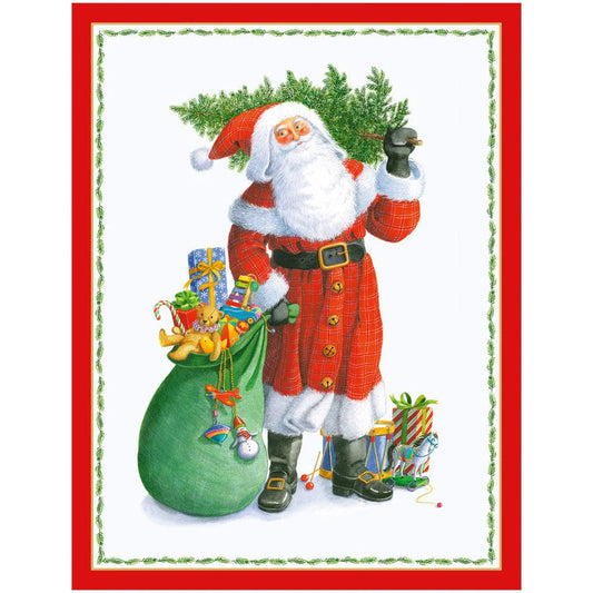 Caspari Santa Carrying a Tree Cards S/15 - Shelburne Country Store