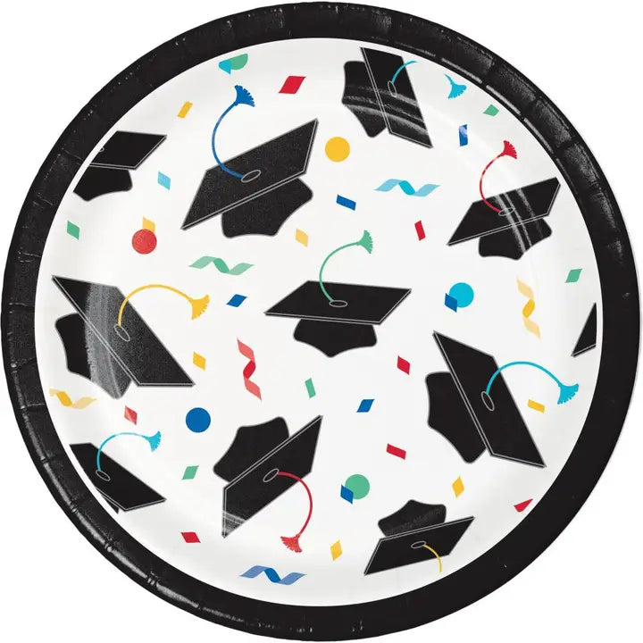 Graduation Cap Toss Dessert Plate 7in.