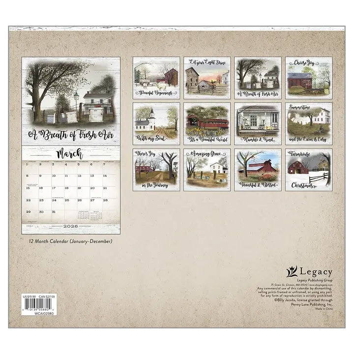 Farmhouse 2026 Wall Calender - Shelburne Country Store