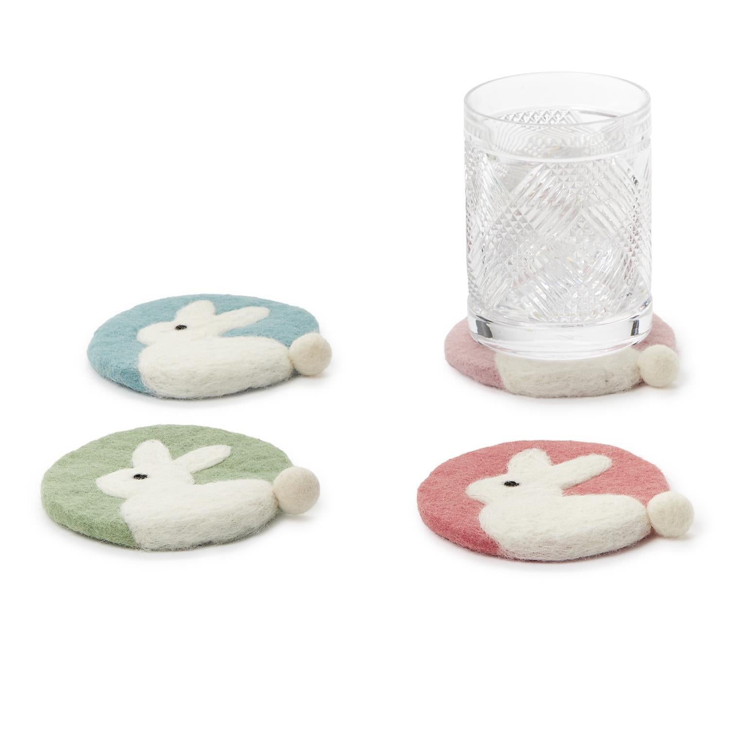 Bunny PomPom Coasters Set/4 - Shelburne Country Store