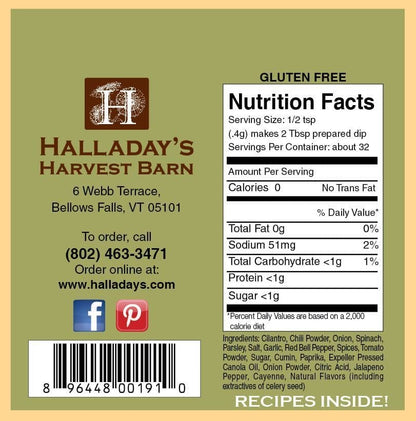 Halladays Zesty Fiesta Dip Mix - Shelburne Country Store