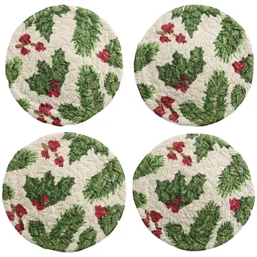 Boughs of Holly Braided Coasters S/4 - Shelburne Country Store