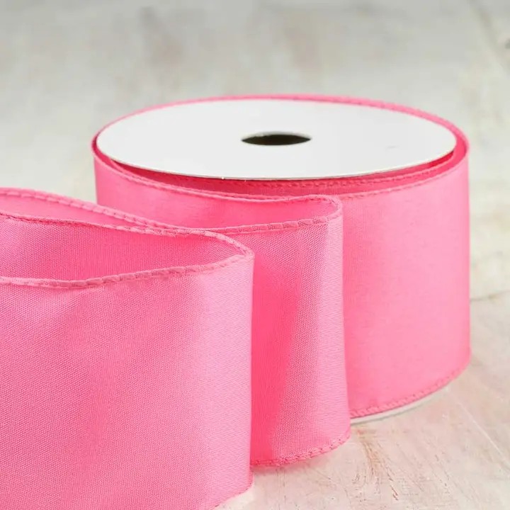 Satin Wired Ribbon - Pink 2.5 in., 10 yrd Roll