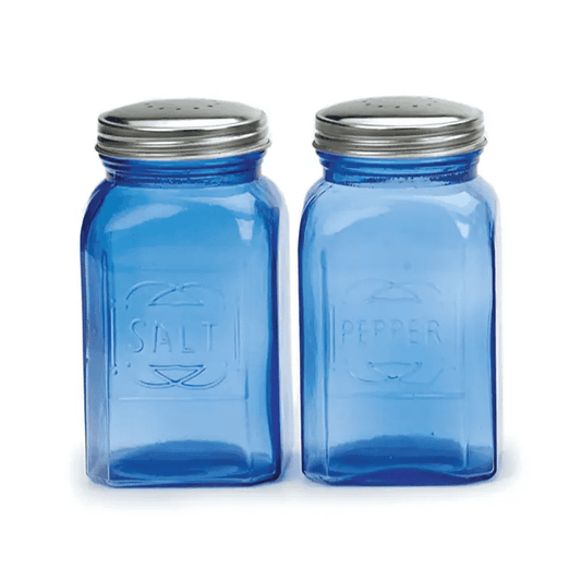Retro Glass Salt & Pepper Set - Blue - Shelburne Country Store
