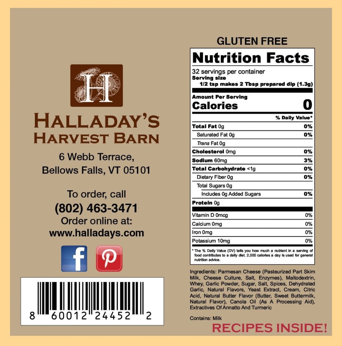 Halladay's Garlic Parmesan Dip Mix - Shelburne Country Store