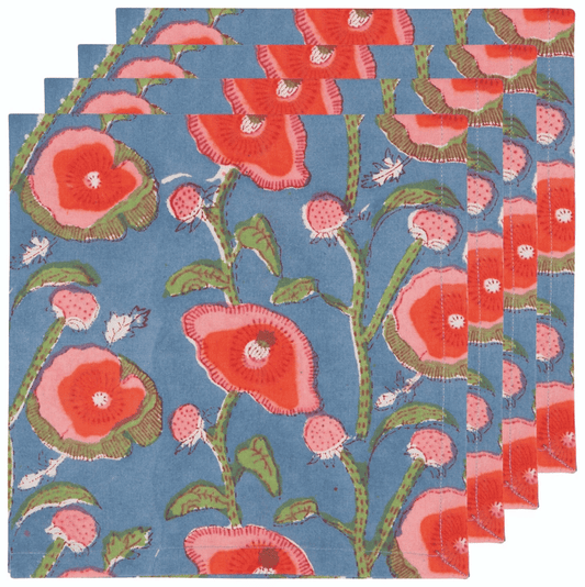 Poppy Block Print Napkins Set of 4 - Shelburne Country Store