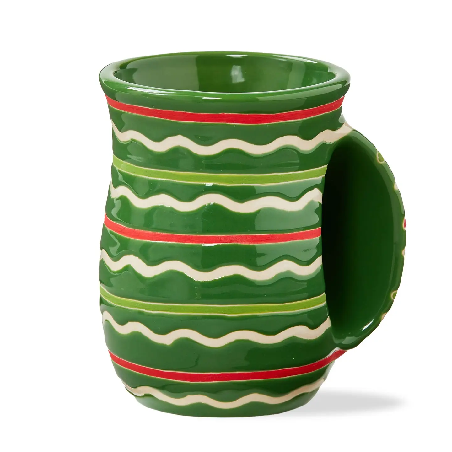 Festive Stripe Green Right Handwarmer Mug - Shelburne Country Store