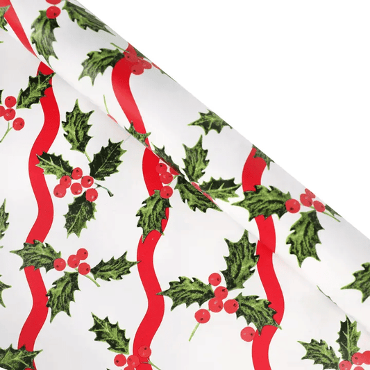 Holly Berry Recycled Christmas Wrapping Paper - Shelburne Country Store