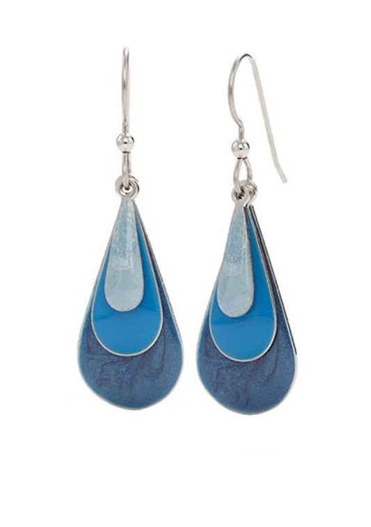 Blue Enamel Triple Teardrop Earrings - Shelburne Country Store