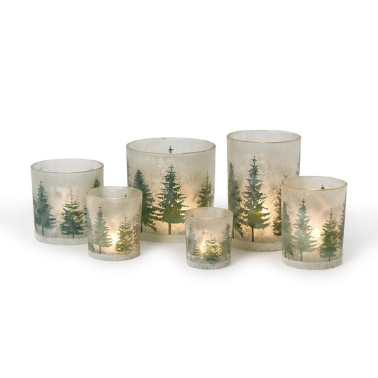 Winter Forest Frosted Candle Holder - - Shelburne Country Store
