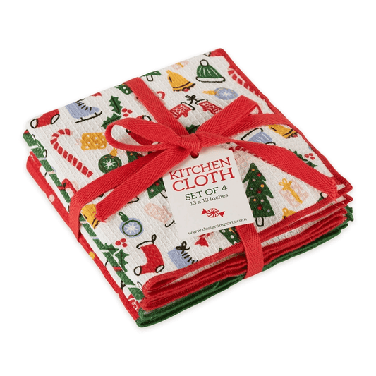 Holiday Vibes Printed Waffle Dishcloth Set of 4 - Shelburne Country Store