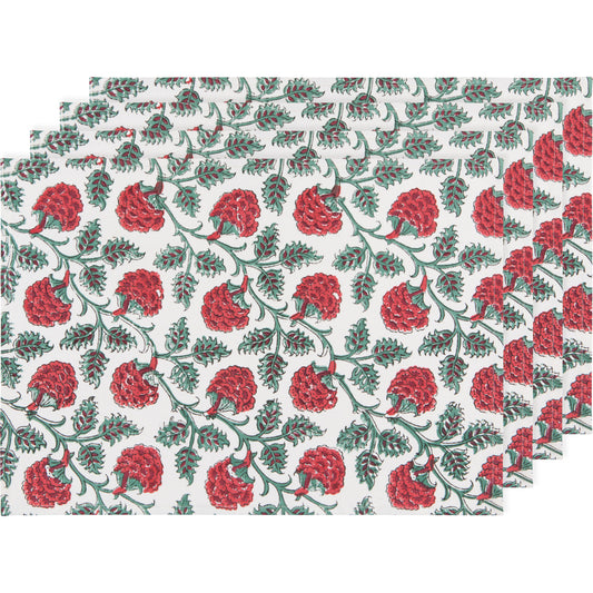 Carnation Block Print Placemats - Set of 4 - Shelburne Country Store