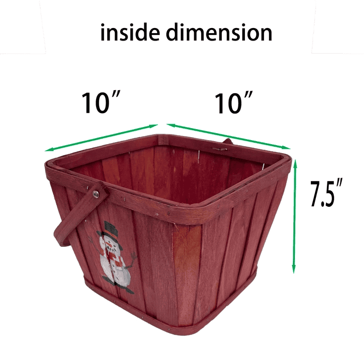 Snowman Red Square Basket - Shelburne Country Store