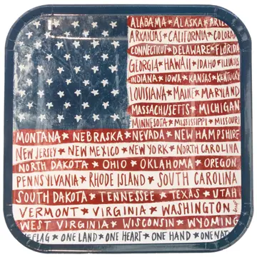 Patriotic Flag Square Salad Dessert Plate 7" 8ct. - Shelburne Country Store