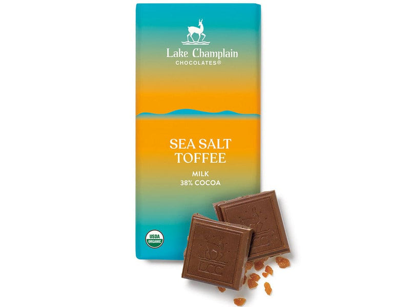 Lake Champlain Organic Toffee Sea Salt 38% Milk Chocolate Bar - Shelburne Country Store