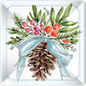Classic Linen Pinecones & Ribbons Square Paper Dessert  Plate 7" - Shelburne Country Store