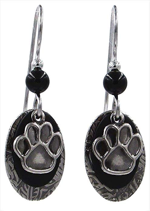 Silver Paw Print On Ovals Earrings - Shelburne Country Store