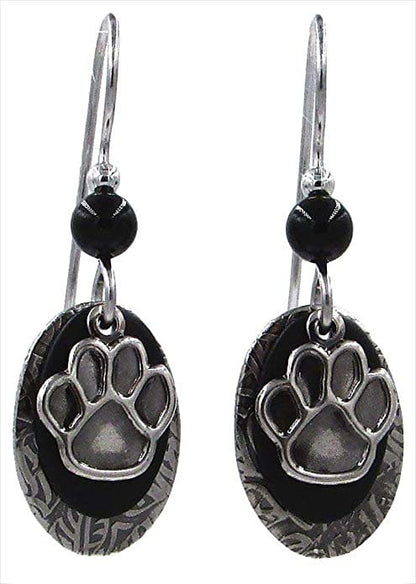 Silver Paw Print On Ovals Earrings - Shelburne Country Store