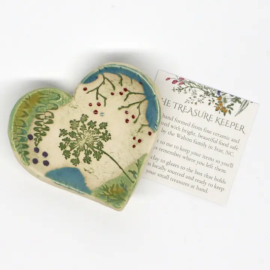 Pottery Dish Bowl - Pressed Flower Heart SM - Shelburne Country Store