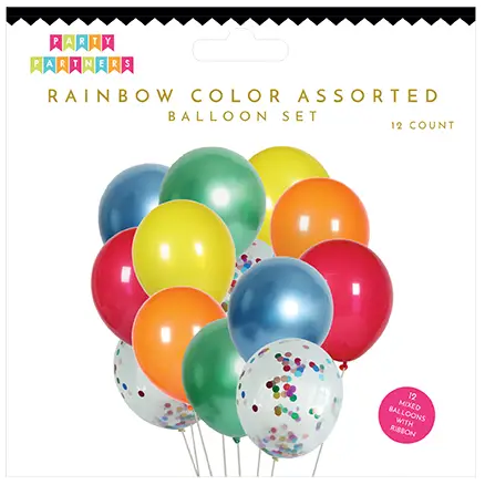 Rainbow Color Assorted Balloon Set - 12pc