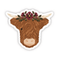 Highland  Cow & Flower Crown Sticker - Shelburne Country Store
