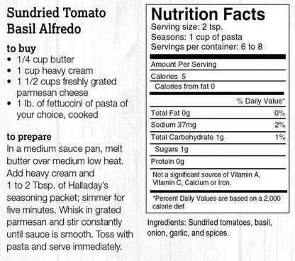 Halladay's Sundried Tomato Basil Alfredo - Shelburne Country Store