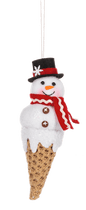 Ice Cream Snowman Stuffed Ornament - Black Hat - Shelburne Country Store