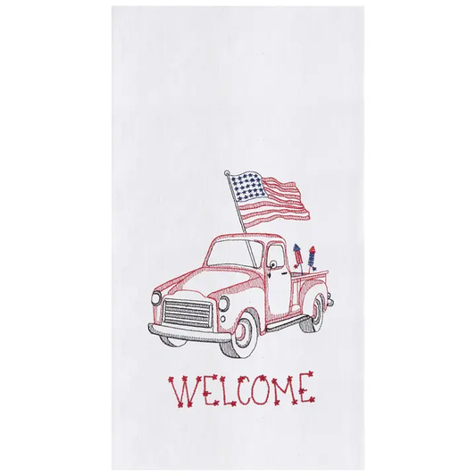 Patriotic Red Truck USA Flag Towel