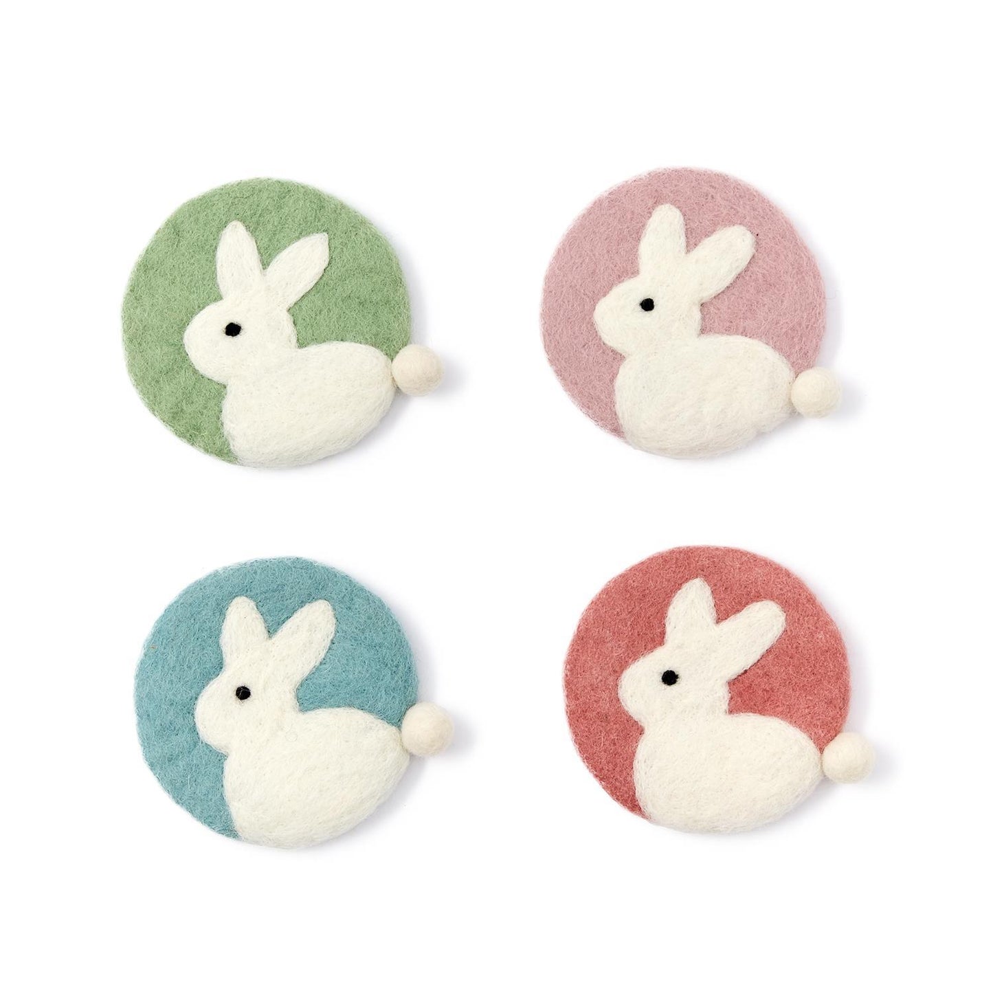 Bunny PomPom Coasters Set/4 - Shelburne Country Store