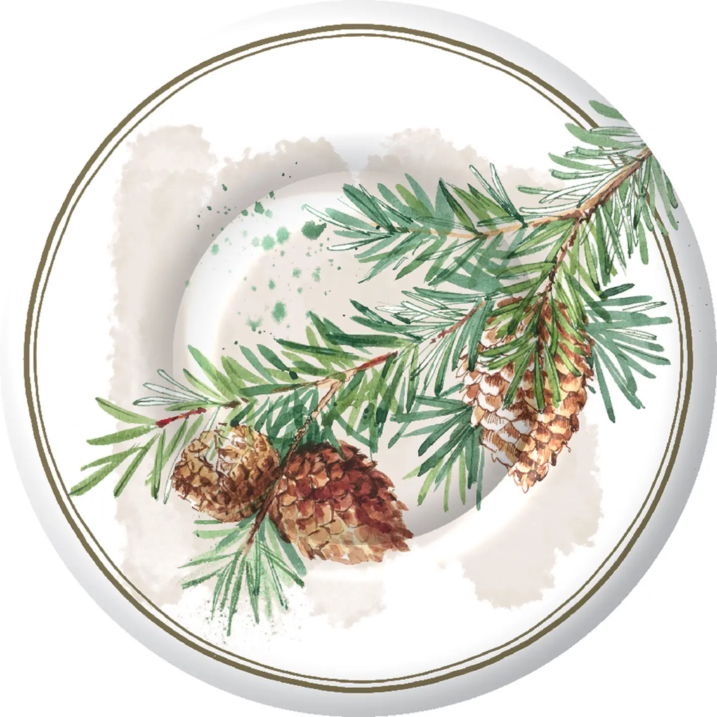 Linen Round Paper Salad/ Dessert Plates - Branches 8pk - Shelburne Country Store