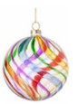Glass Ball Ornament MultiColored 4"