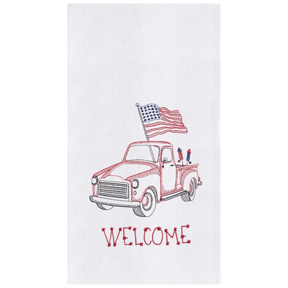 Patriotic Red Truck USA Flag Towel