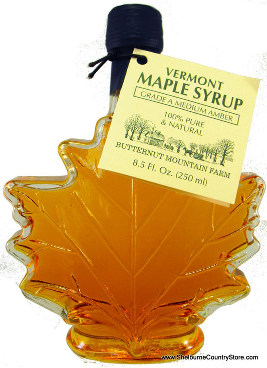 Butternut Maple Syrup Glass Leaf - Amber - Shelburne Country Store