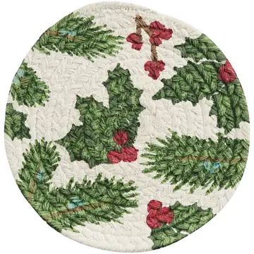 Boughs of Holly Braided Trivet - Shelburne Country Store