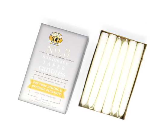 Mole Hollow Taper Pair (Off White) - 8 Inch - Shelburne Country Store