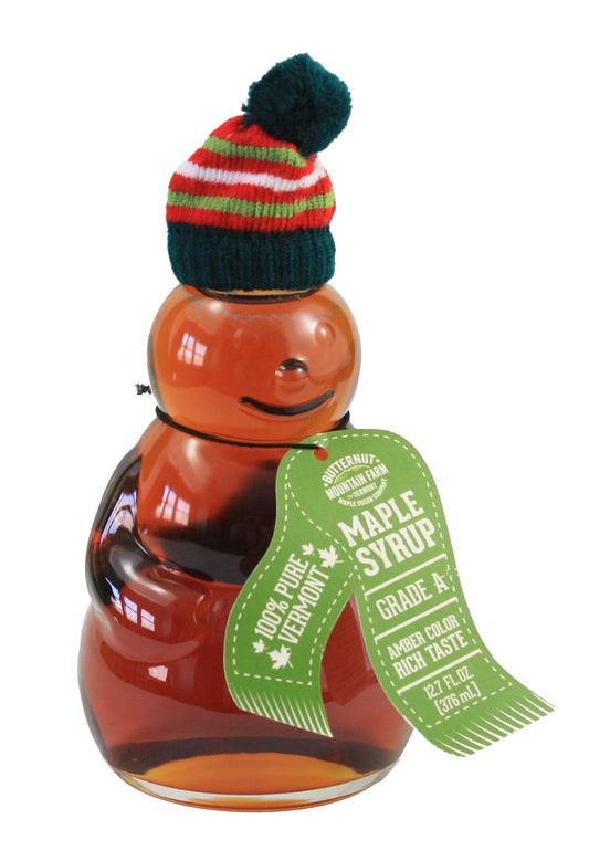 Butternut VT Maple Syrup Snowman Glass - Amber 12.7oz - Shelburne Country Store