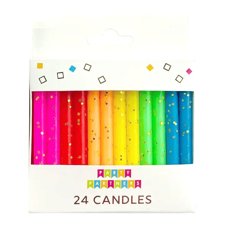 Rainbow Gold Glitter 24 Candles Set - Shelburne Country Store