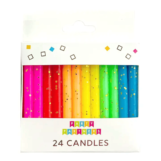 Rainbow Gold Glitter 24 Candles Set - Shelburne Country Store
