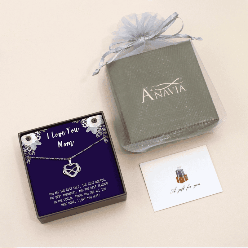 Infinity Heart Necklace with I Love You Mom Card Jewelry Set - Shelburne Country Store
