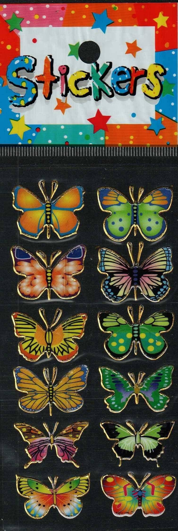 Full Color Sticker Sheet -  Multicolor Butterfly 12 pc - Shelburne Country Store