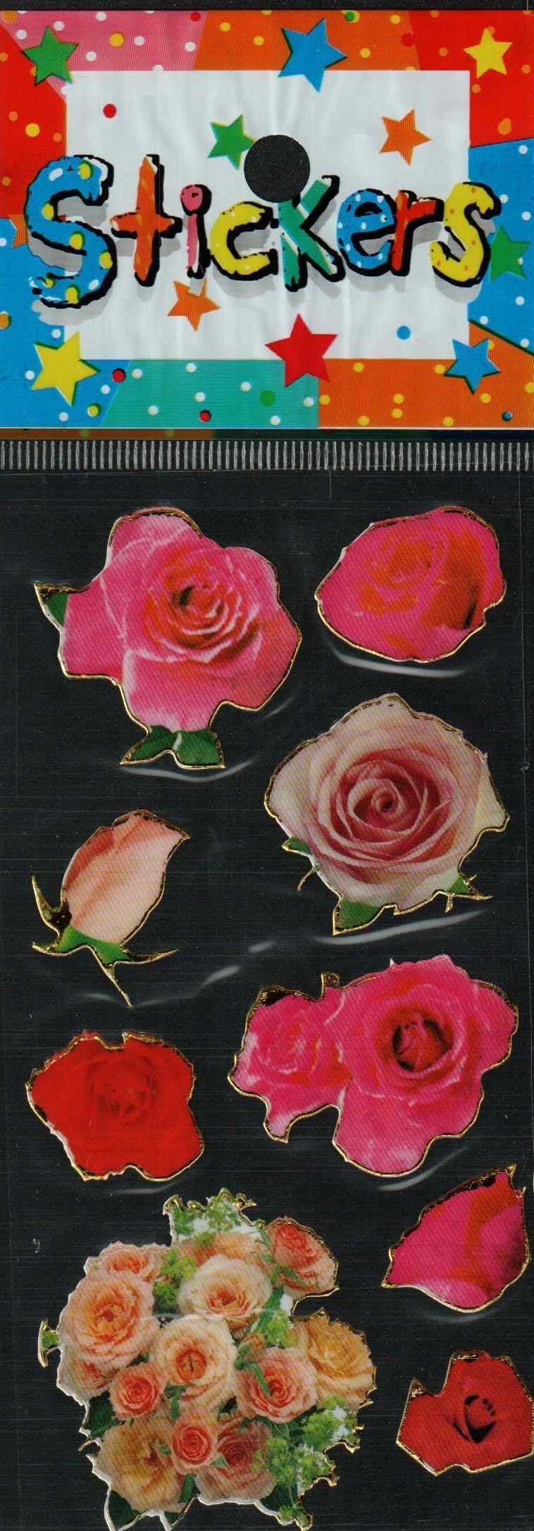 Full Color Sticker Sheet -  Pink Roses - The Country Christmas Loft