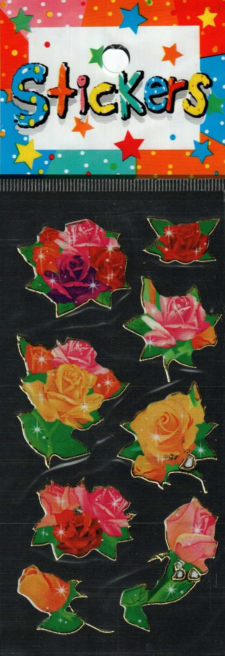 Full Color Sticker Sheet -  Stemmed Roses - The Country Christmas Loft