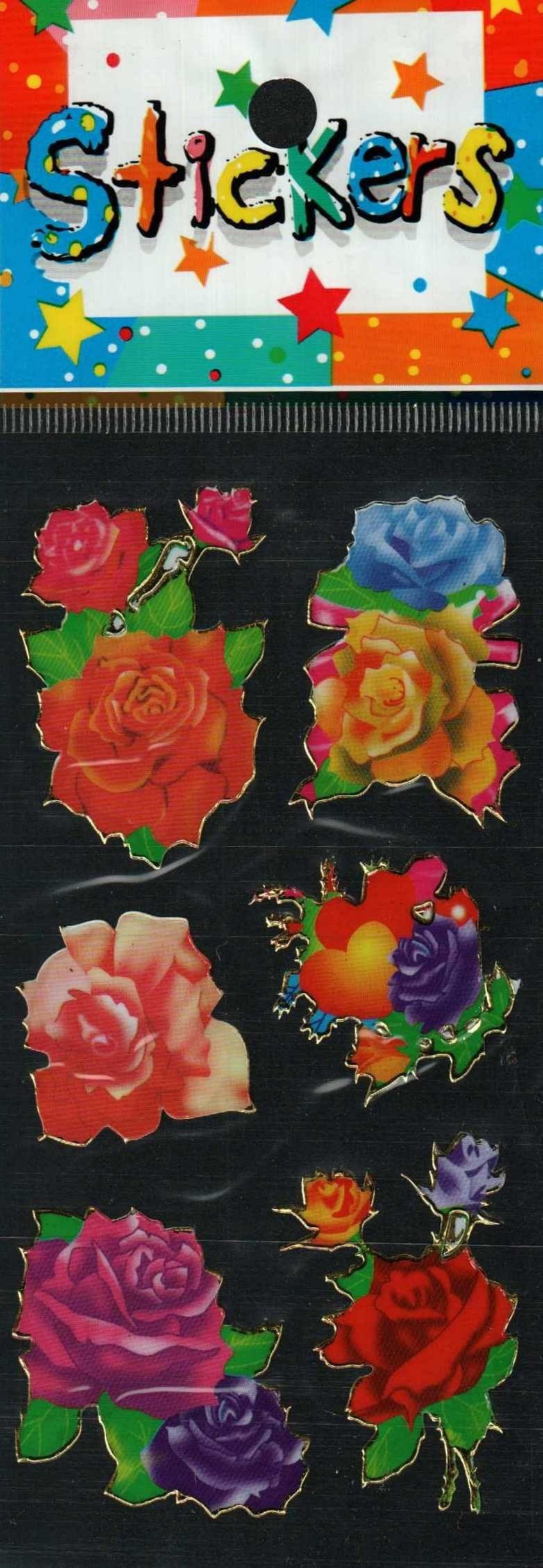 Full Color Sticker Sheet -  Multicolor Heart Rose - Shelburne Country Store