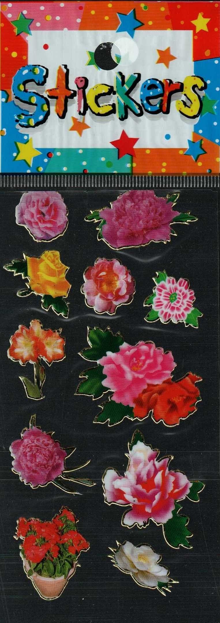 Full Color Sticker Sheet -  Flowers w/ Flower Pot - Shelburne Country Store