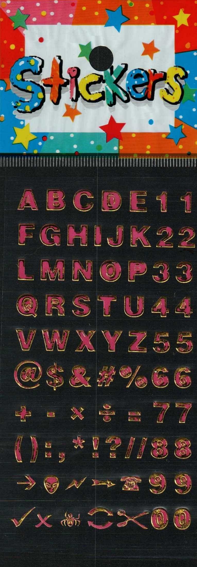 Full Color Sticker Sheet -  Pink Alphabet - Shelburne Country Store